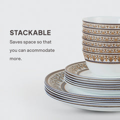 Solitaire Opalware Dinner Set,  Blu 35 Pcs