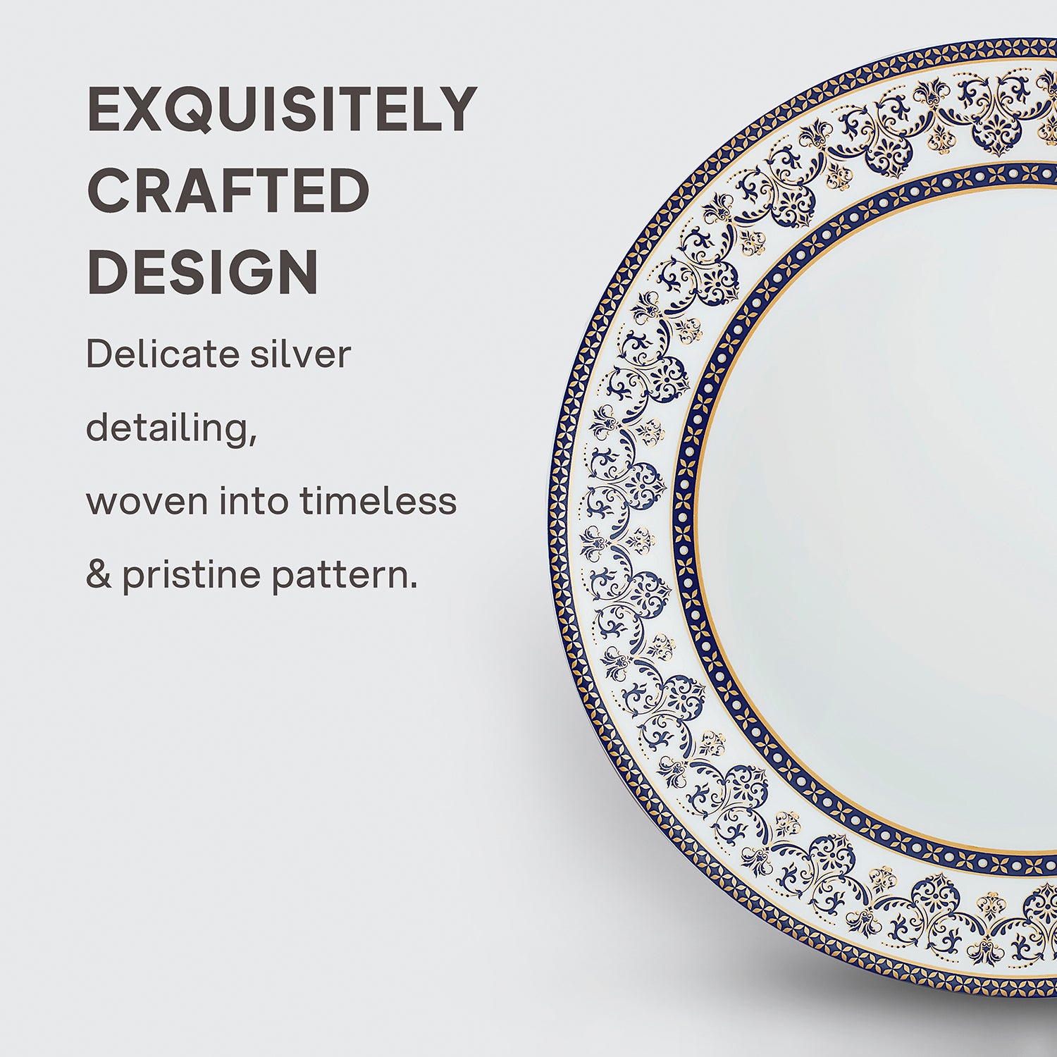 Solitaire Opalware Dinner Set,  Blu 35 Pcs