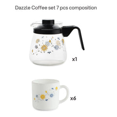 Dazzle Coffee Set 7pc - Blooming Daisy 7 Pcs
