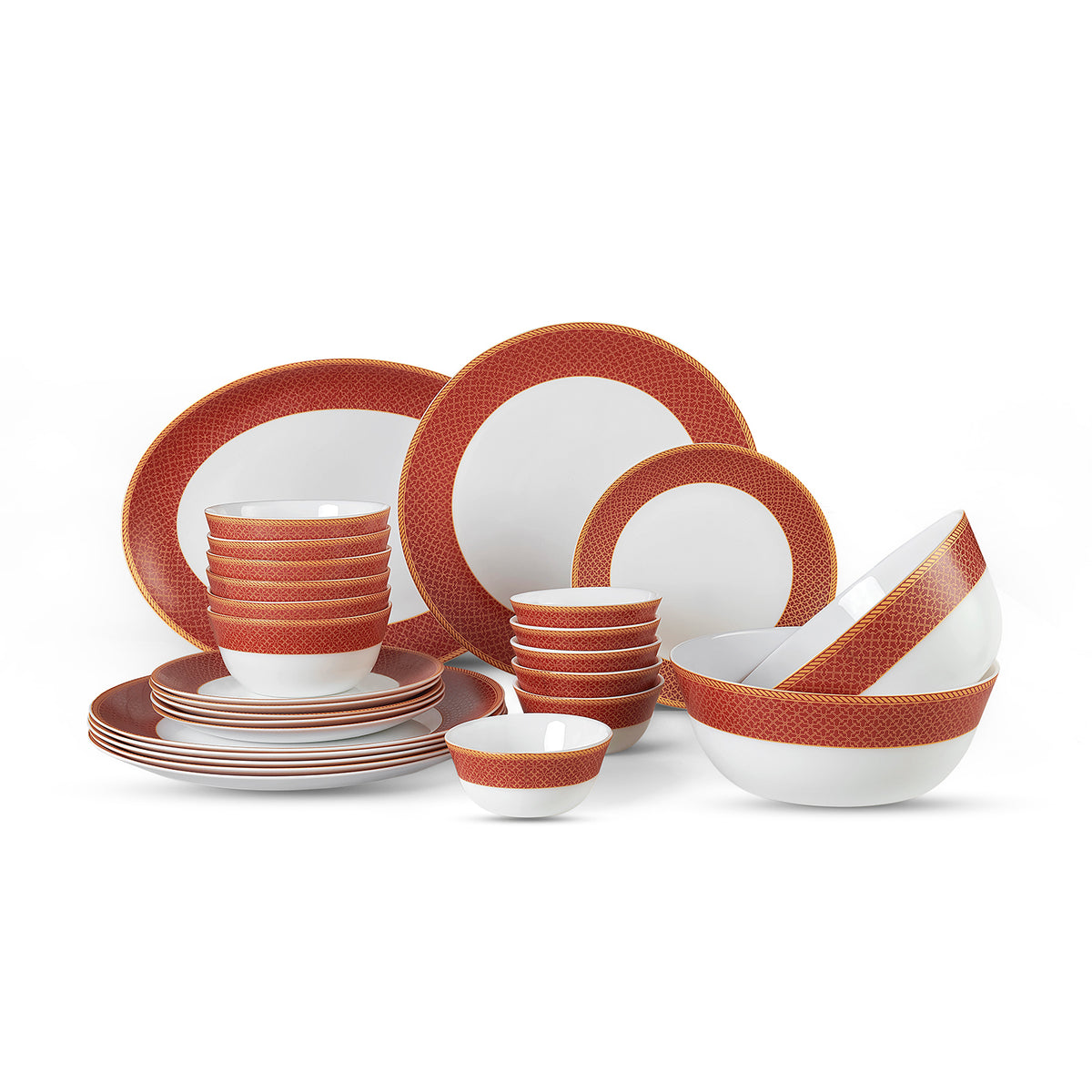 Solitaire Opalware Dinner Set,  Ruby 27 Pcs