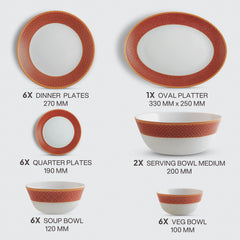 Solitaire Opalware Dinner Set,  Ruby 27 Pcs