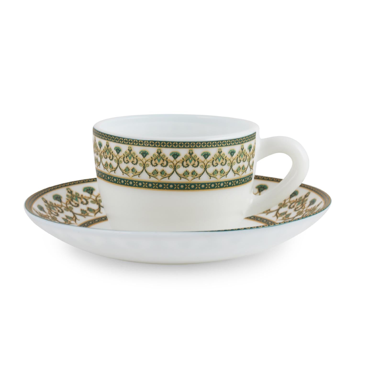 Solitaire Cup & Saucer- Verde 6 Pcs