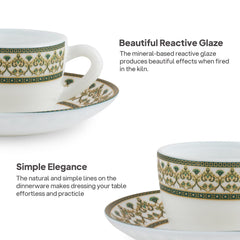 Solitaire Cup & Saucer- Verde 6 Pcs