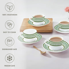 Solitaire Cup & Saucer- Verde 6 Pcs
