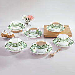 Solitaire Cup & Saucer- Verde 6 Pcs