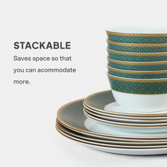 Solitaire Opalware Dinner Set,  Emerald 27 Pcs