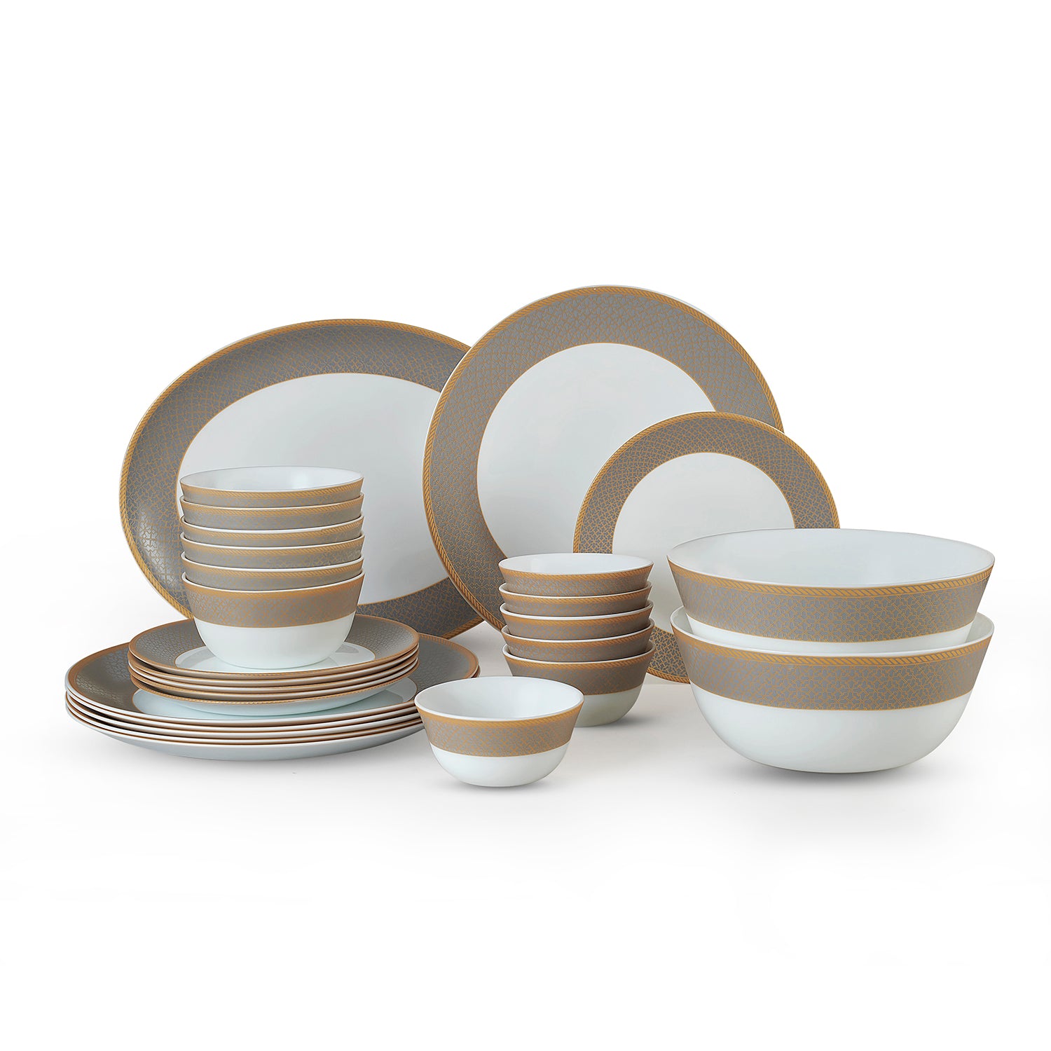 Solitaire Opalware Dinner Set, Moon Stone 27 Pcs