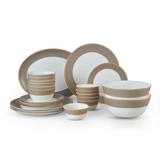 Solitaire Opalware Dinner Set, Moon Stone 27 Pcs