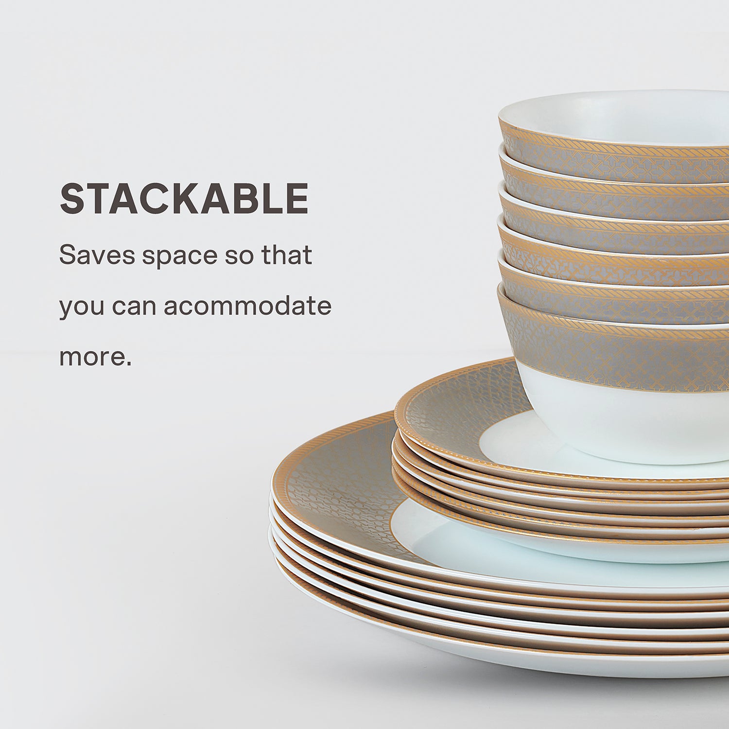 Solitaire Opalware Dinner Set, Moon Stone 27 Pcs