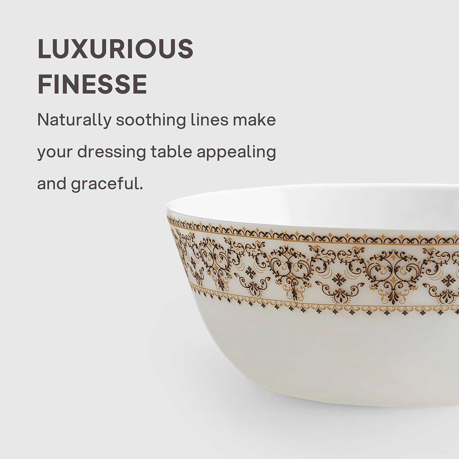 Solitaire Opalware Dinner Set, Ornate Gold 27 Pcs