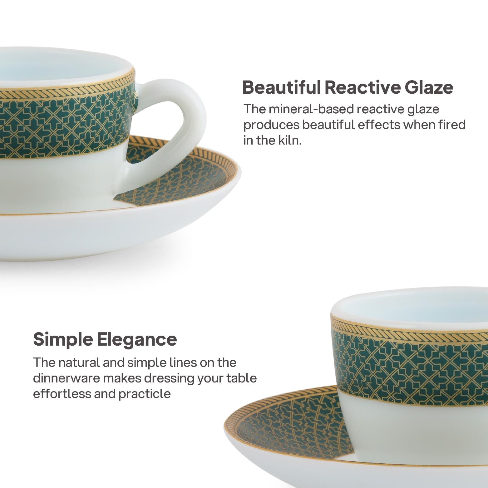 Solitaire Cup & Saucer - Emerald 6 Pcs