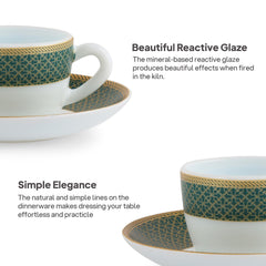 Solitaire Cup & Saucer - Emerald 6 Pcs