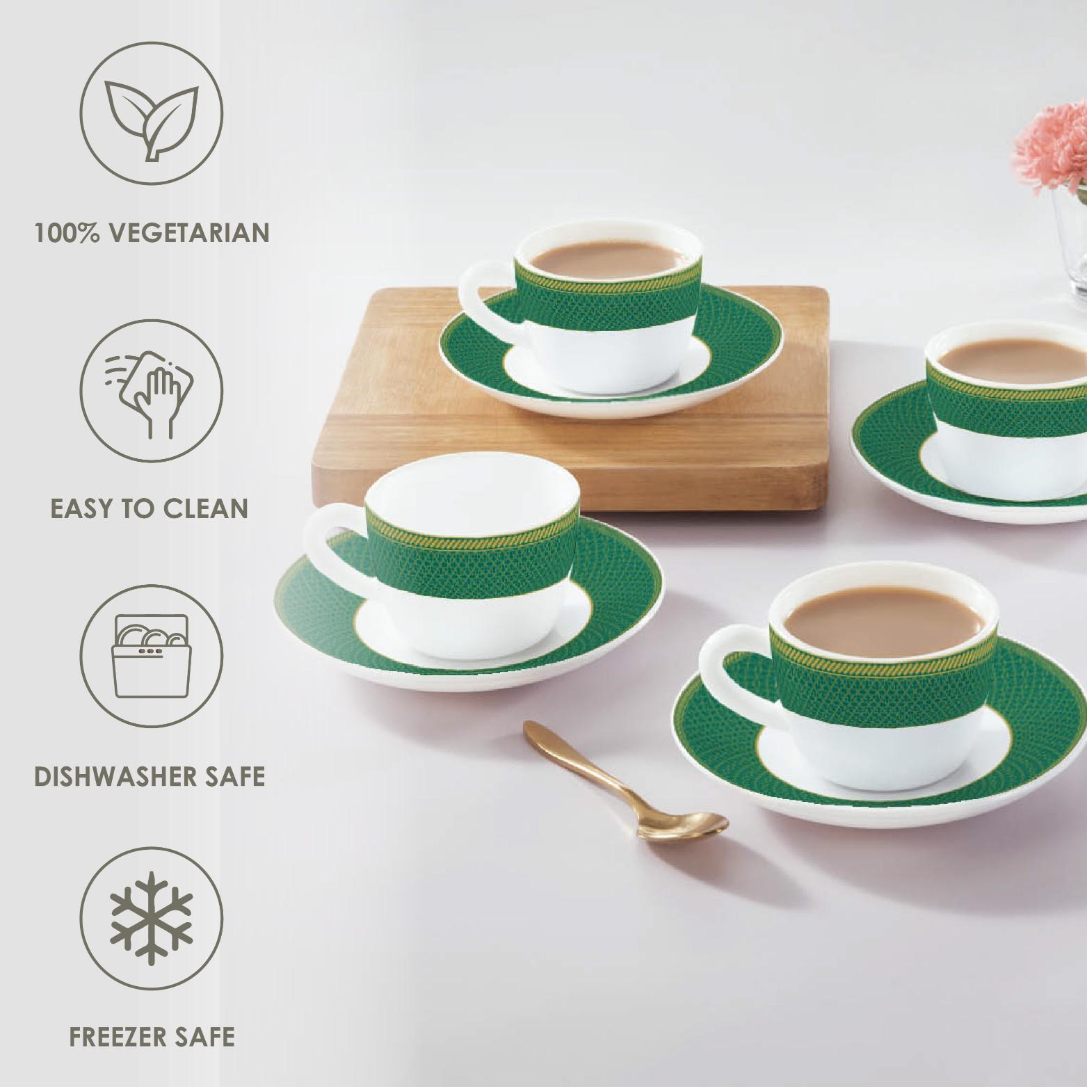 Solitaire Cup & Saucer - Emerald 6 Pcs