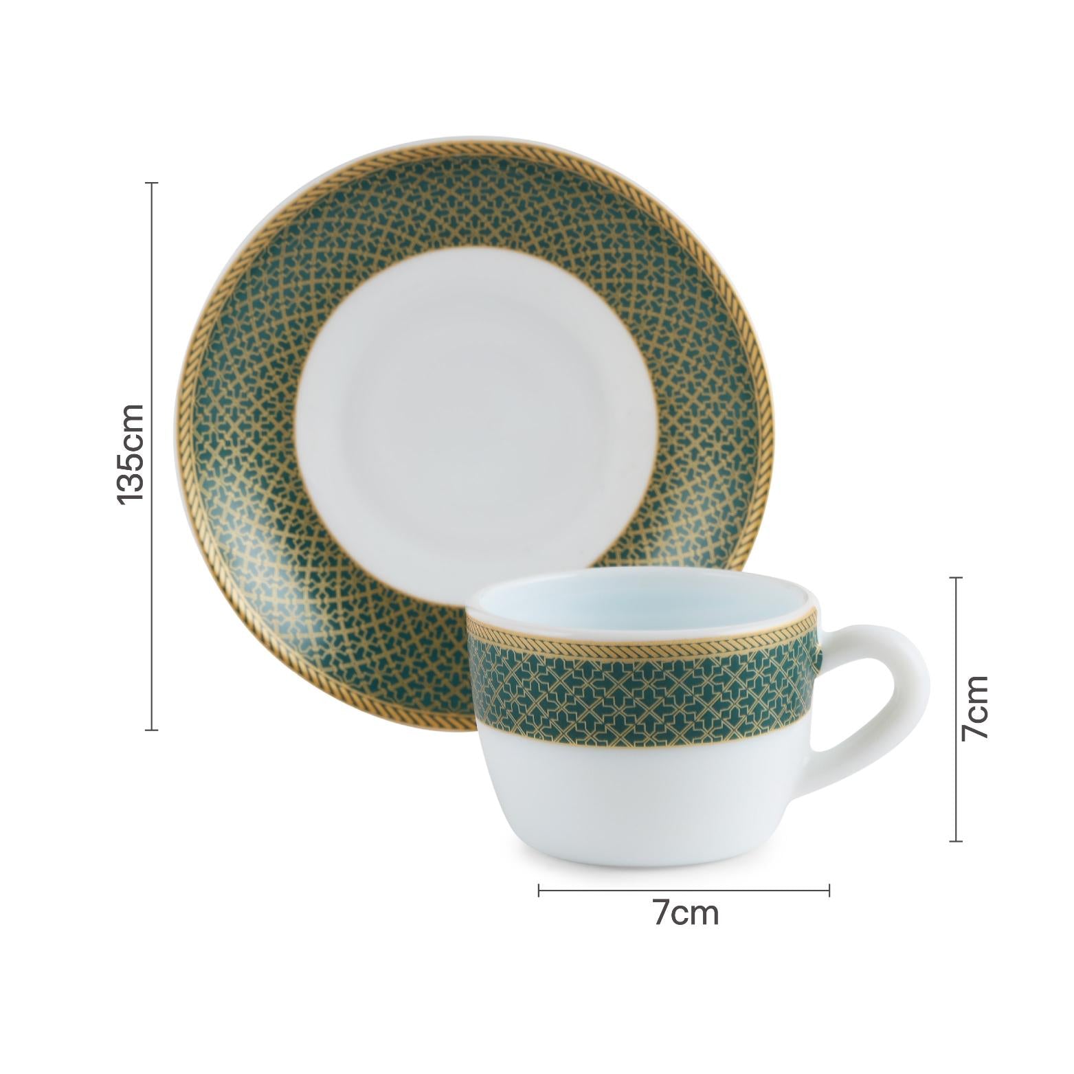 Solitaire Cup & Saucer - Emerald 6 Pcs