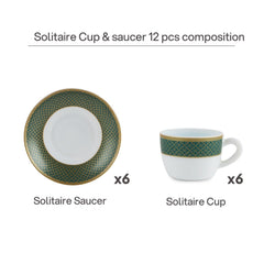 Solitaire Cup & Saucer - Emerald 6 Pcs