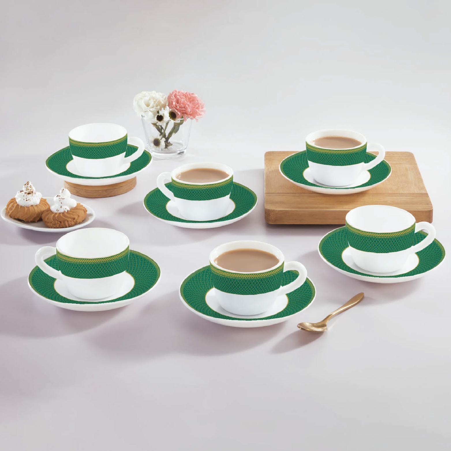 Solitaire Cup & Saucer - Emerald 6 Pcs