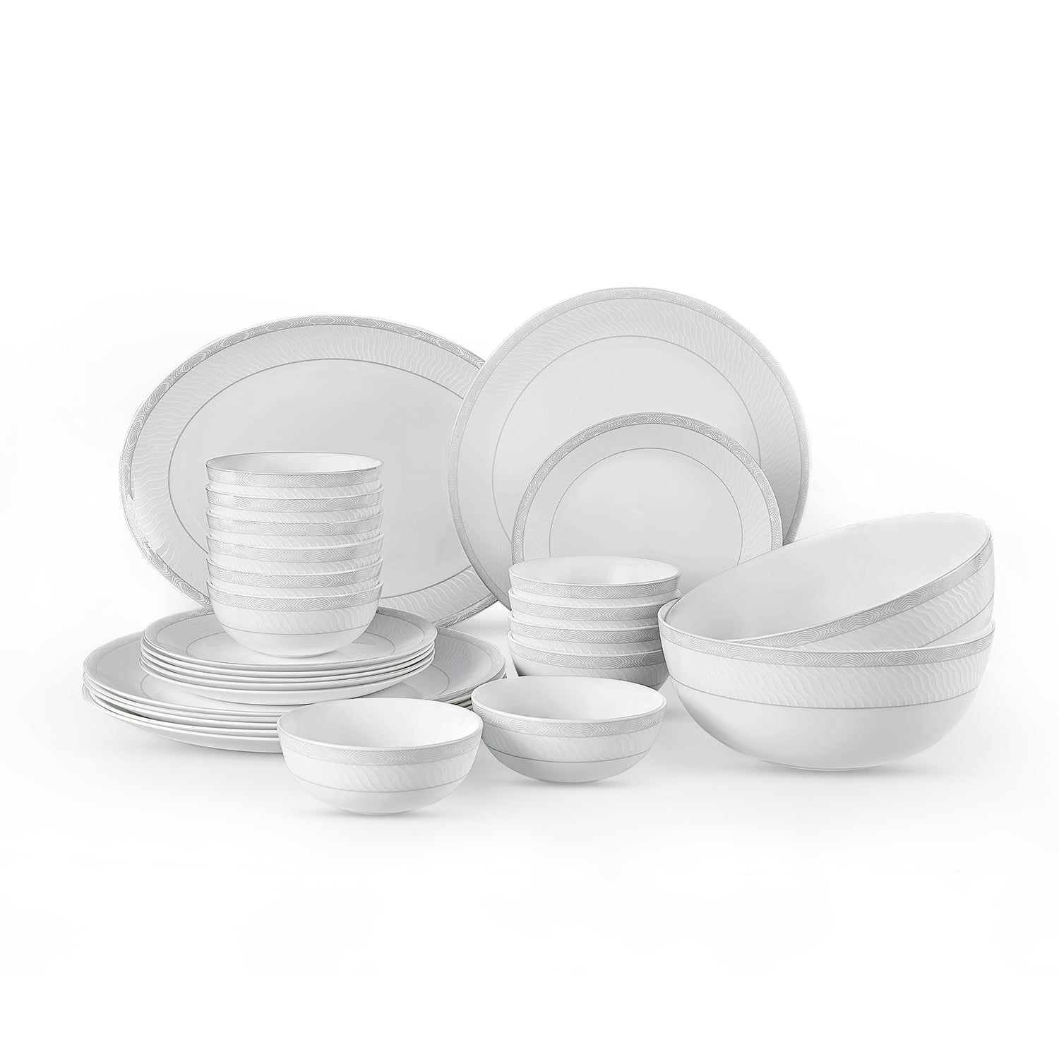 Feather Plus Opalware Dinner Set, Grace 27 Pcs