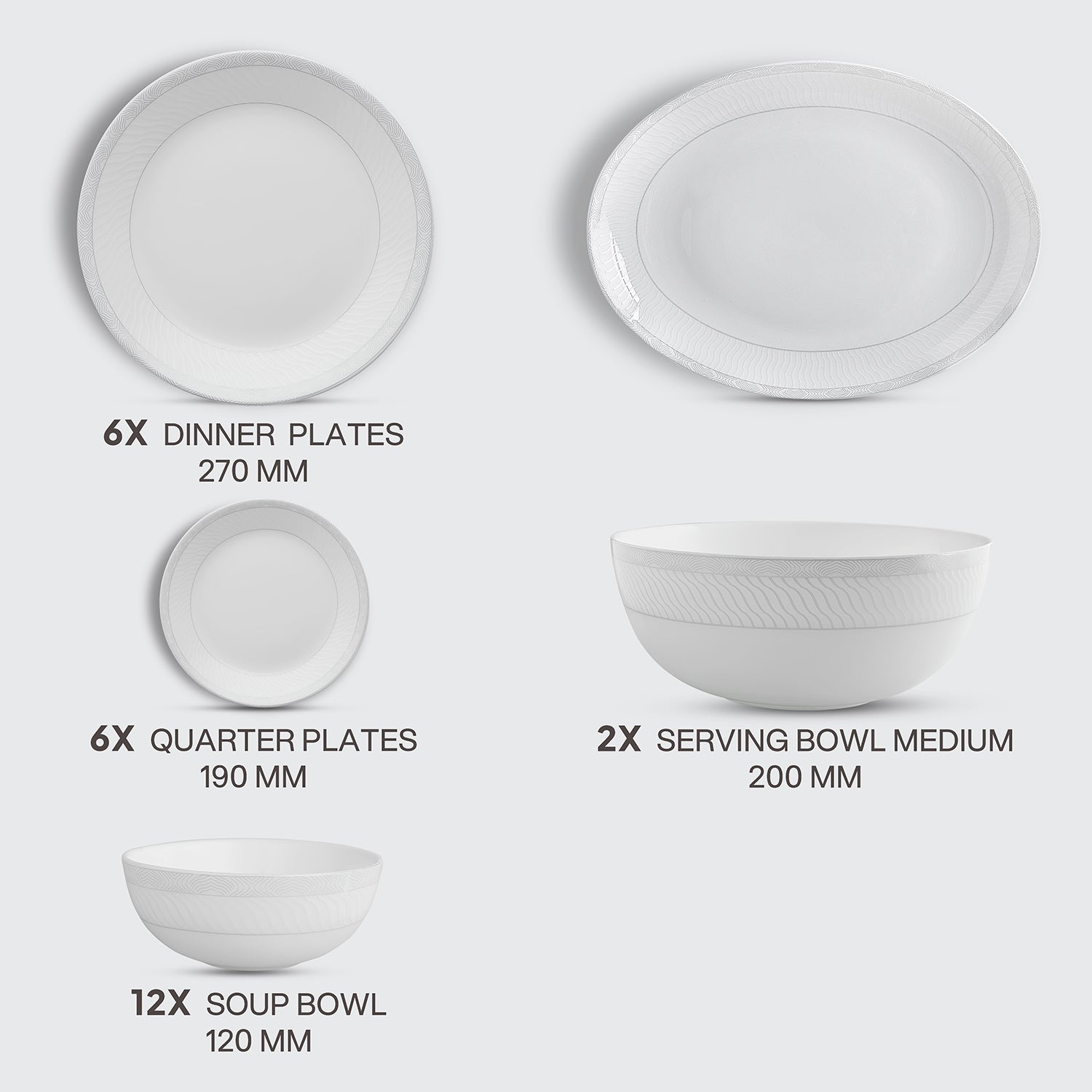 Feather Plus Opalware Dinner Set, Grace 27 Pcs