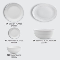 Feather Plus Opalware Dinner Set, Grace 27 Pcs