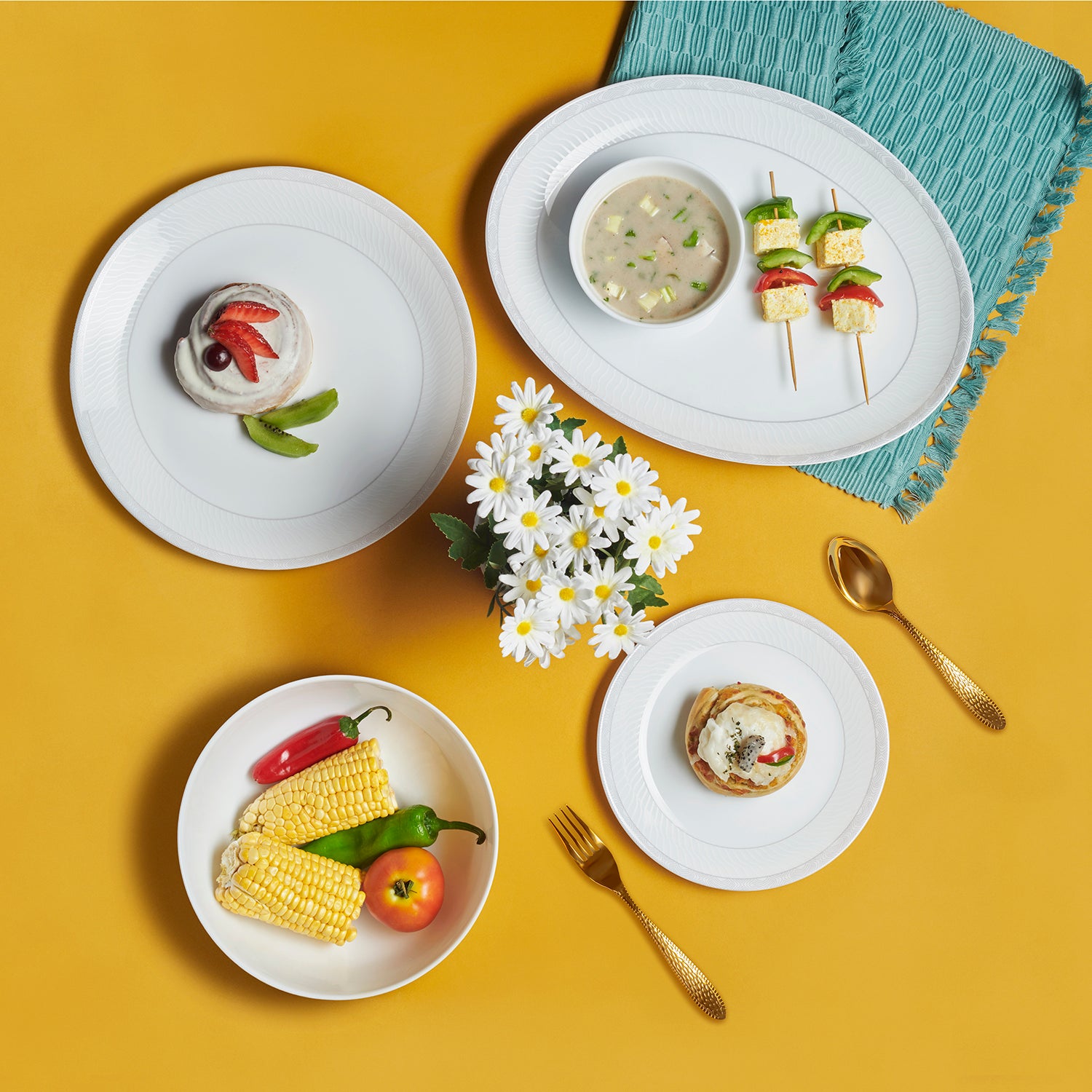 Feather Plus Opalware Dinner Set, Grace 27 Pcs