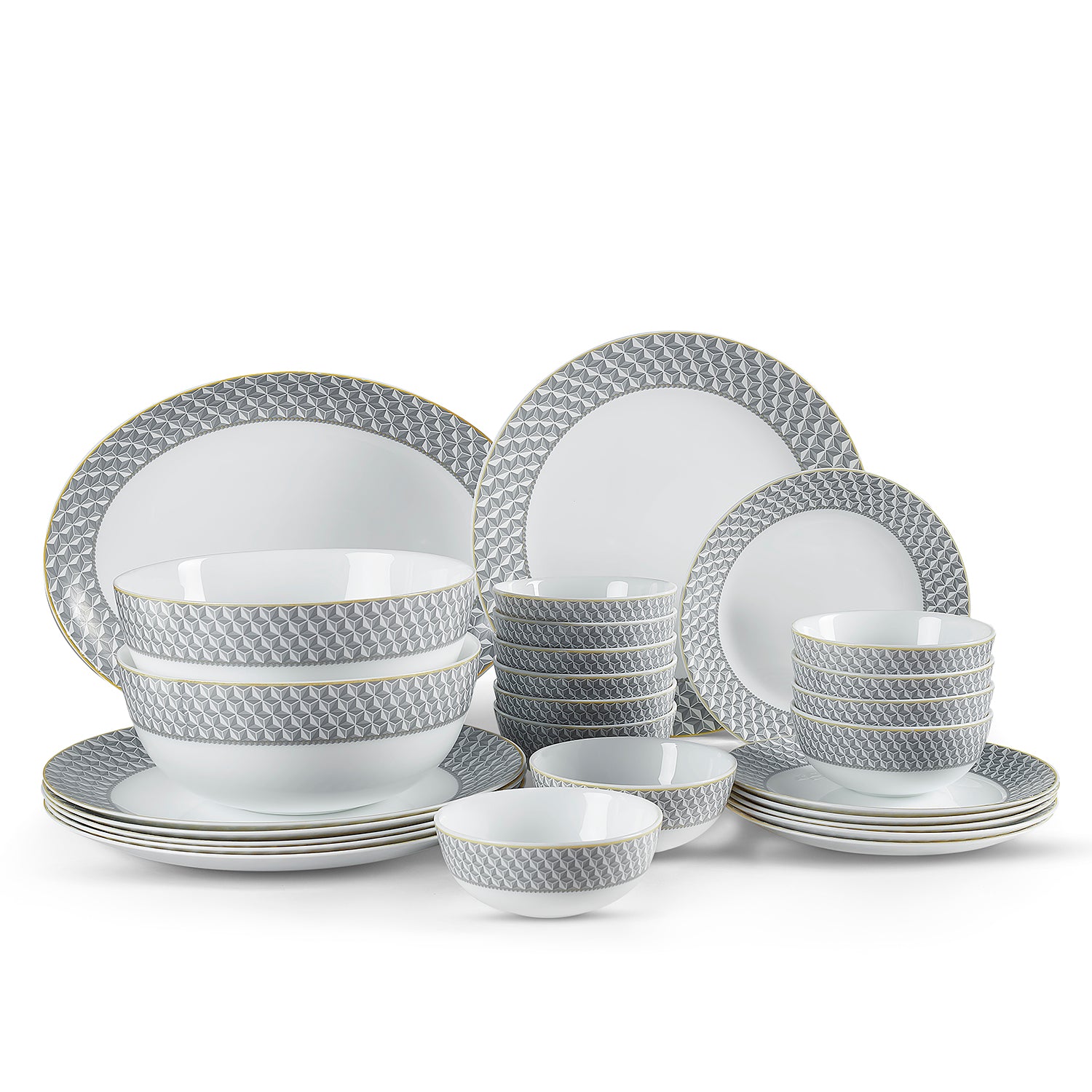 Amaze Plus Opalware Dinner Set, Pyramids 27 Pcs