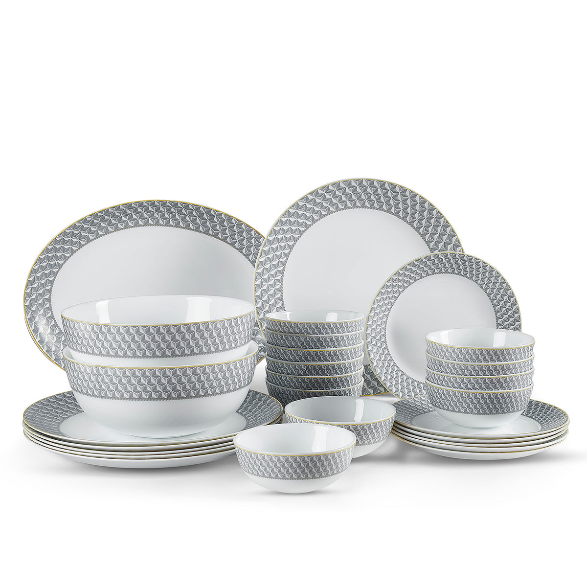 Amaze Plus Opalware Dinner Set, Pyramids 27 Pcs