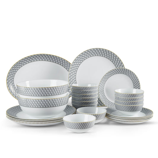 Amaze Plus Opalware Dinner Set, Pyramids 27 Pcs