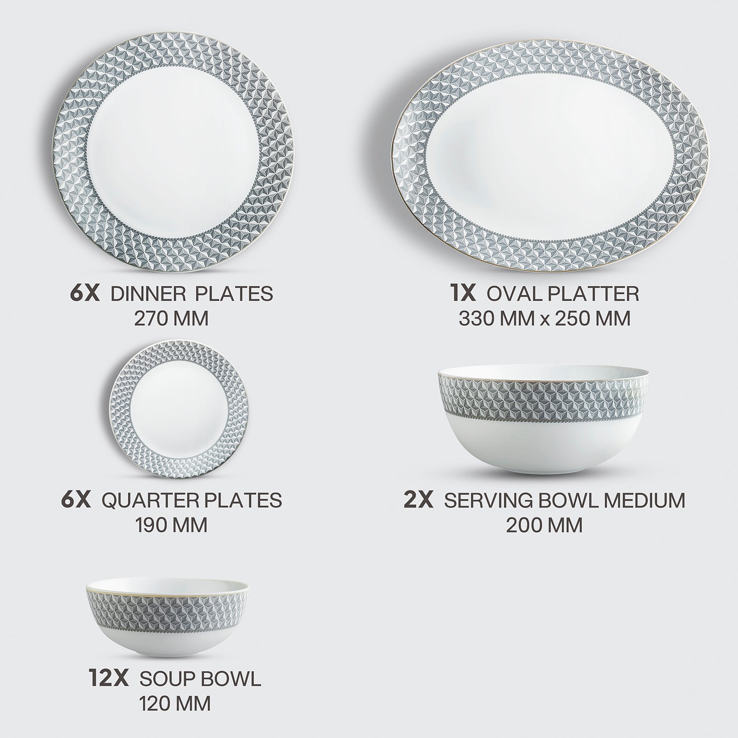 Amaze Plus Opalware Dinner Set, Pyramids 27 Pcs