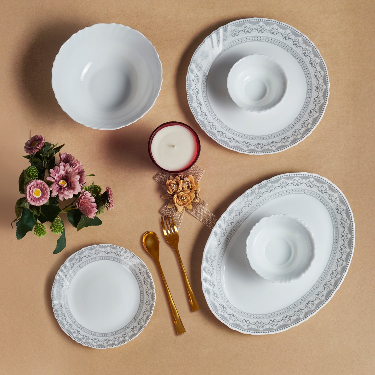 Imperial Plus Opalware Dinner Set, Oxford 27 Pcs
