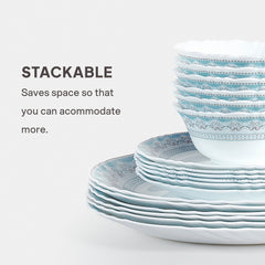 Imperial Plus Opalware Dinner Set, Celeste 27 Pcs