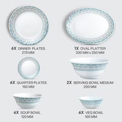 Imperial Plus Opalware Dinner Set, Celeste 27 Pcs