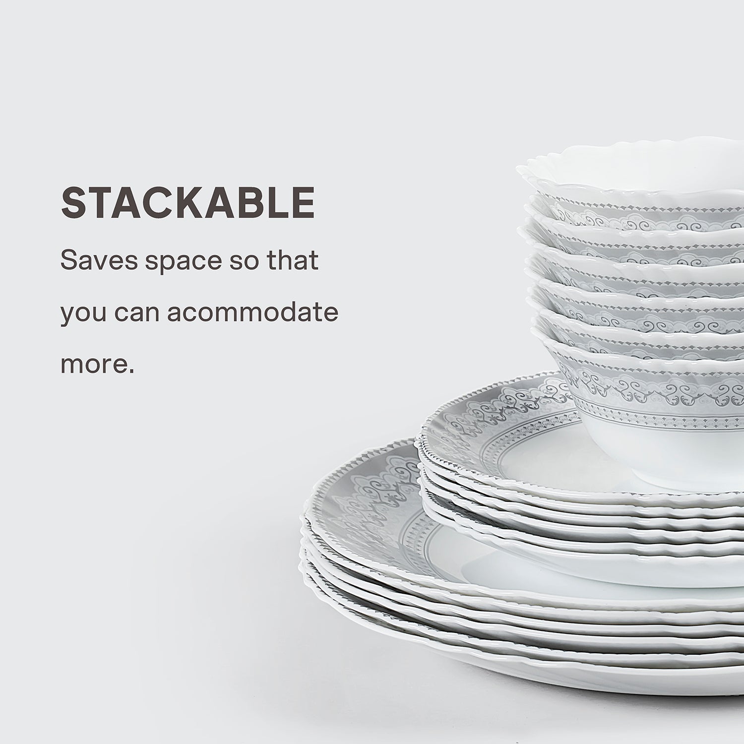 Imperial Plus Opalware Dinner Set, Oxford 33 Pcs