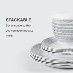 Imperial Plus Opalware Dinner Set, Oxford 33 Pcs