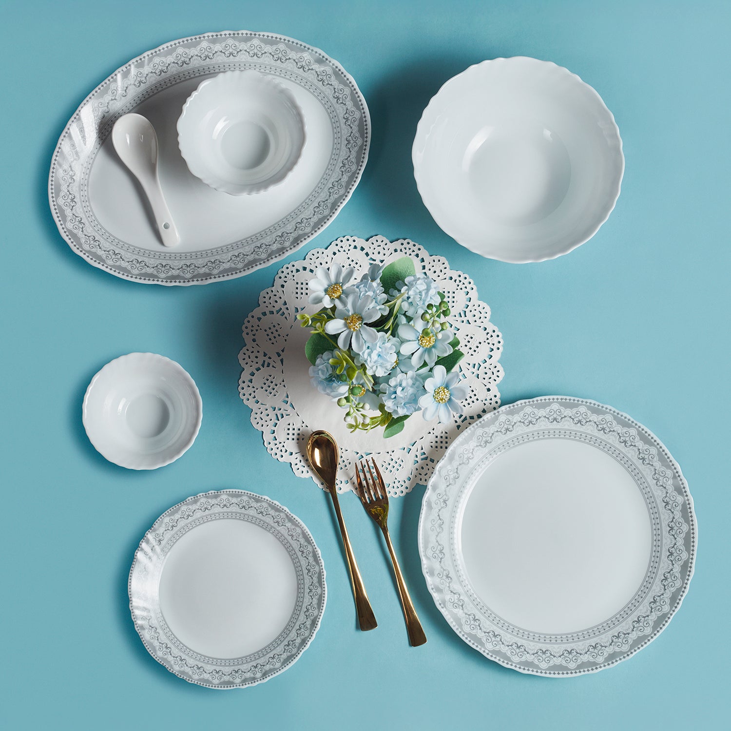 Imperial Plus Opalware Dinner Set, Oxford 33 Pcs