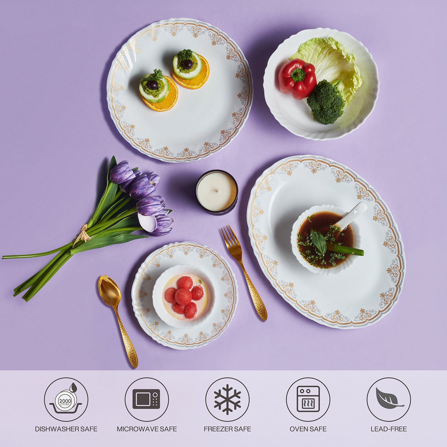 Imperial Plus Opalware Dinner Set, Victor 33 Pcs