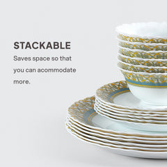 Imperial Plus Opalware Dinner Set, Morris 27 Pcs