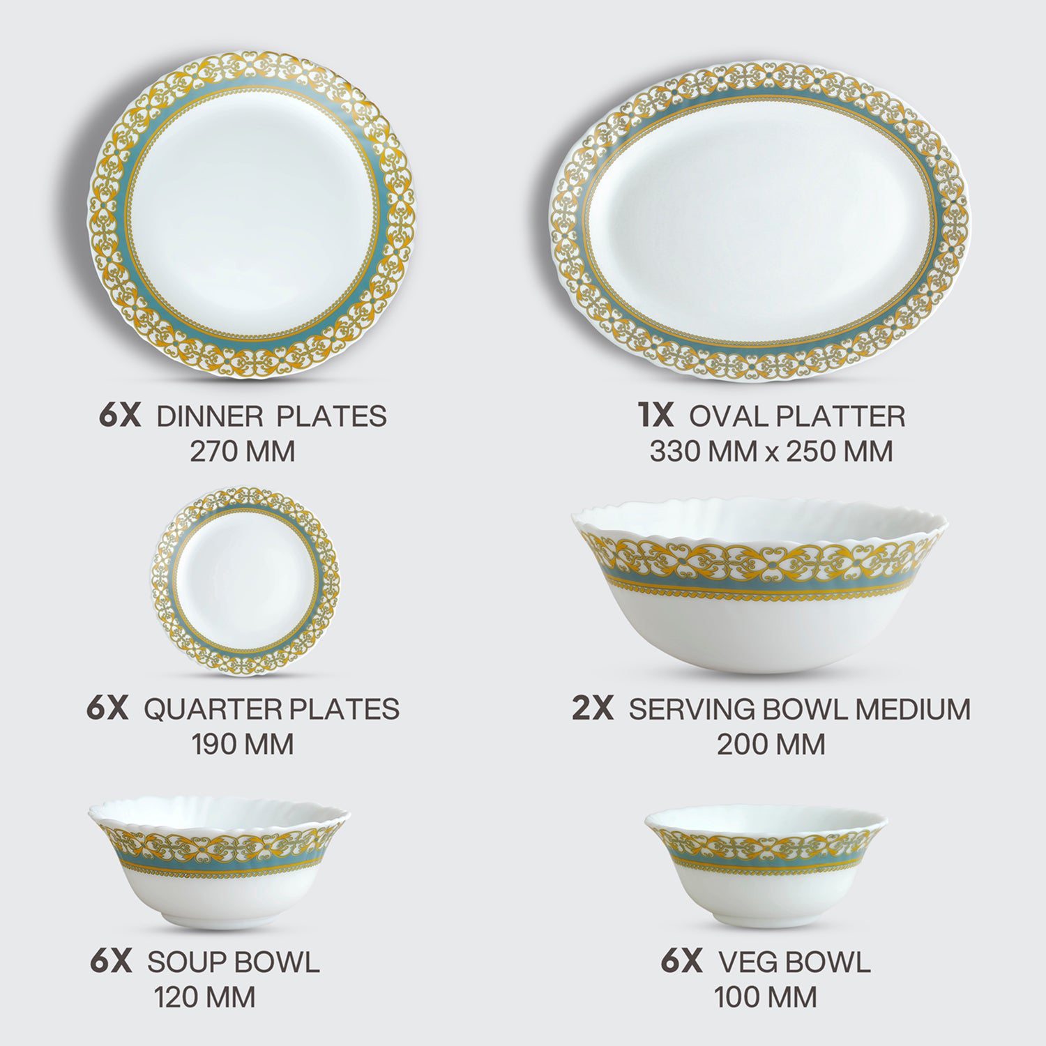 Imperial Plus Opalware Dinner Set, Morris 27 Pcs