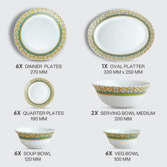 Imperial Plus Opalware Dinner Set, Morris 27 Pcs