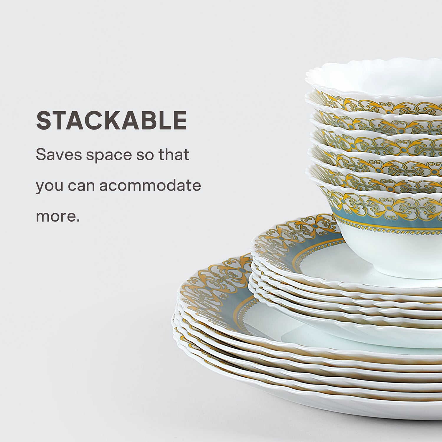 Imperial Plus Opalware Dinner Set, Morris 33 Pcs