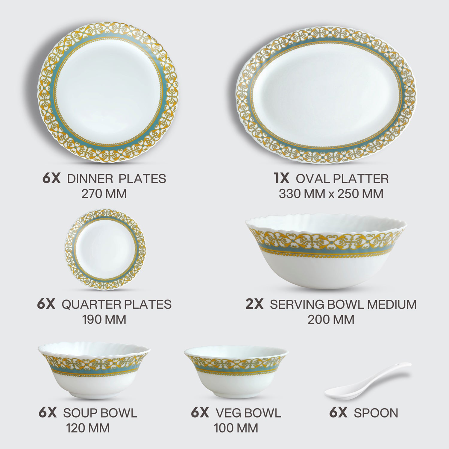 Imperial Plus Opalware Dinner Set, Morris 33 Pcs