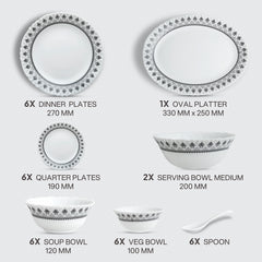 Imperial Plus Opalware Dinner Set, Damask 33 Pcs