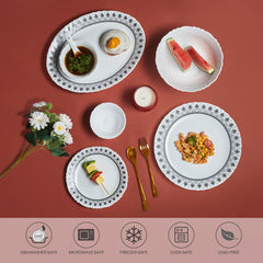 Imperial Plus Opalware Dinner Set, Damask 33 Pcs