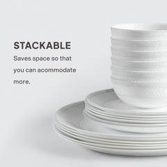 Feather Plus Opalware Dinner Set, Grace 35 Pcs