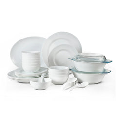 Feather Plus Opalware Dinner Set, Elegance 35 Pcs