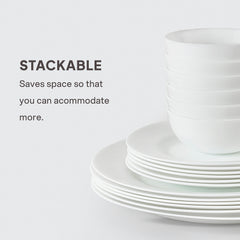 Feather Plus Opalware Dinner Set, Elegance 35 Pcs