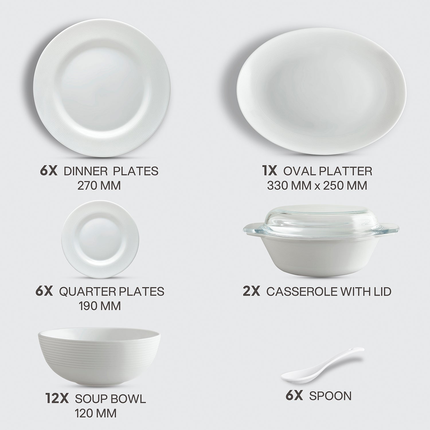 Feather Plus Opalware Dinner Set, Elegance 35 Pcs