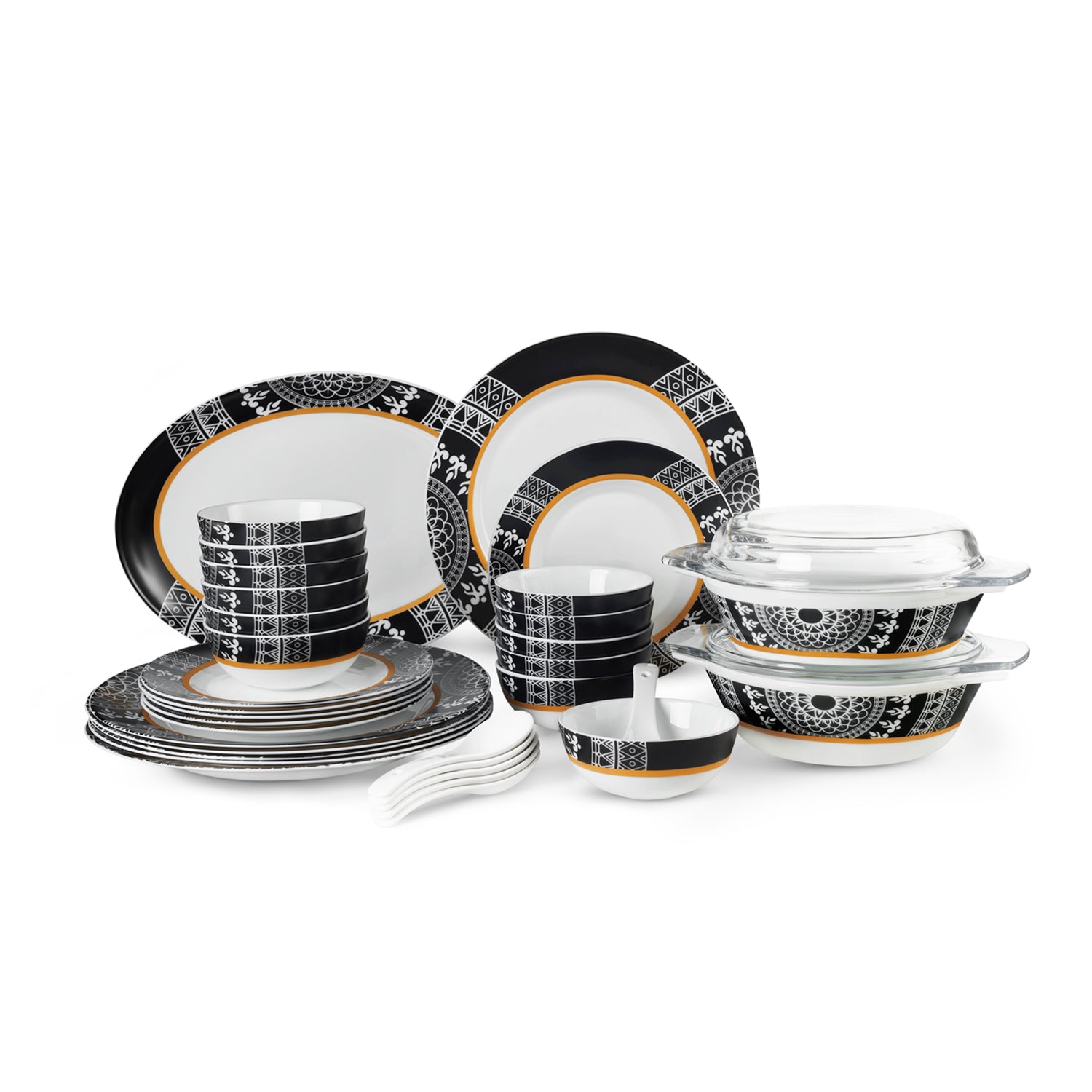 Amaze Plus Opalware Dinner Set, Amaze 35 Pcs