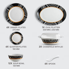 Amaze Plus Opalware Dinner Set, Amaze 35 Pcs