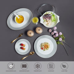 Amaze Plus Opalware Dinner Set, Pyramids 35 Pcs