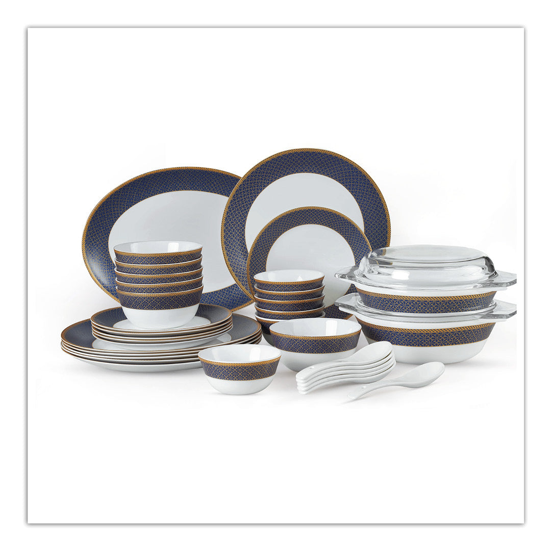 Solitaire Opalware Dinner Set, Sapphire 35 Pcs